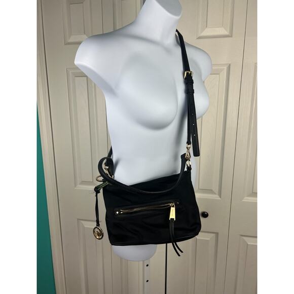 Michael Kors Black Nylon Purse Bag Tote Crossbody or Shoulder Gold Hardware - Picture 2 of 13